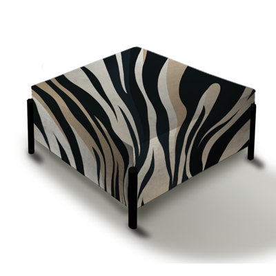 Beige And Black Zebra Sophistication - Abstract Large Square Ottoman by Design Art
