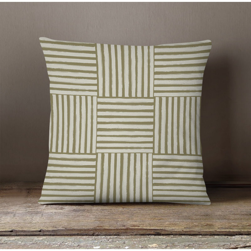 Throw Pillow With Insert, 16"H x 16"W, Brown Striped 4