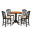 Ensemble de comptoir de cuisine 5 pièces comprenant une table de salle à manger ronde avec piédestal et 4 chaises de salle à manger rembourrées en tissu de lin, 36 po x 36 po, noir et cerisier-1269312309-1265791597-1309328922