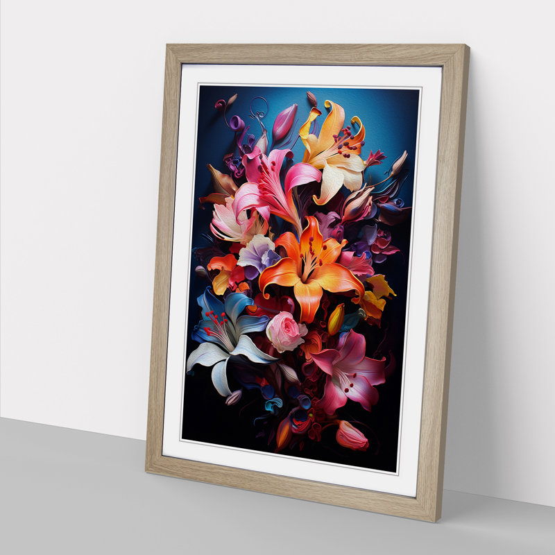 Floral Tachisme - Framed Print, 46cm H x 34cm W, Oak Framed