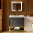 Ensemble de meuble-lavabo sur pied 36 po avec lavabo simple 36 po en noir avec plateau en marbre blanc, surface imperméable aux égratignures, tiroirs à fermeture en douceur + DEL de nuit intégrée, avec armoire à pharmacie à DEL sans cadre à 3 portes Tankersley (antibuée, 3000K / 4500K) / Dim 6000K