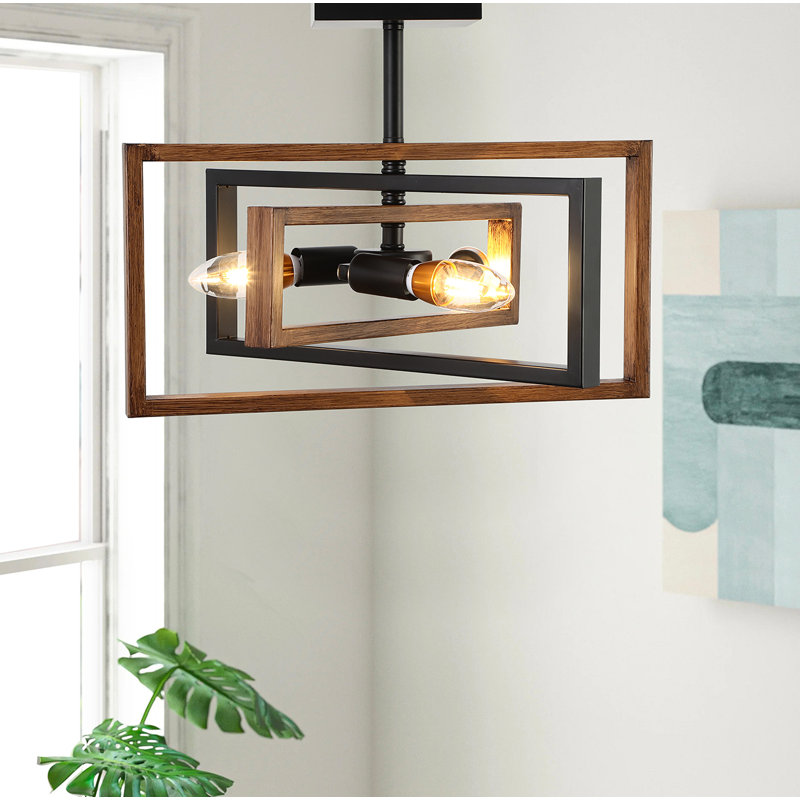 Kreger 3 - Light Bulbs Unique Design Metal Frame 15.7'' Semi Flush Mount Ceiling Light, Brown