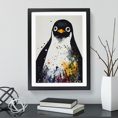 XV1022-3237X Paint Splash Penguin No.5 - Single Picture Frame Print