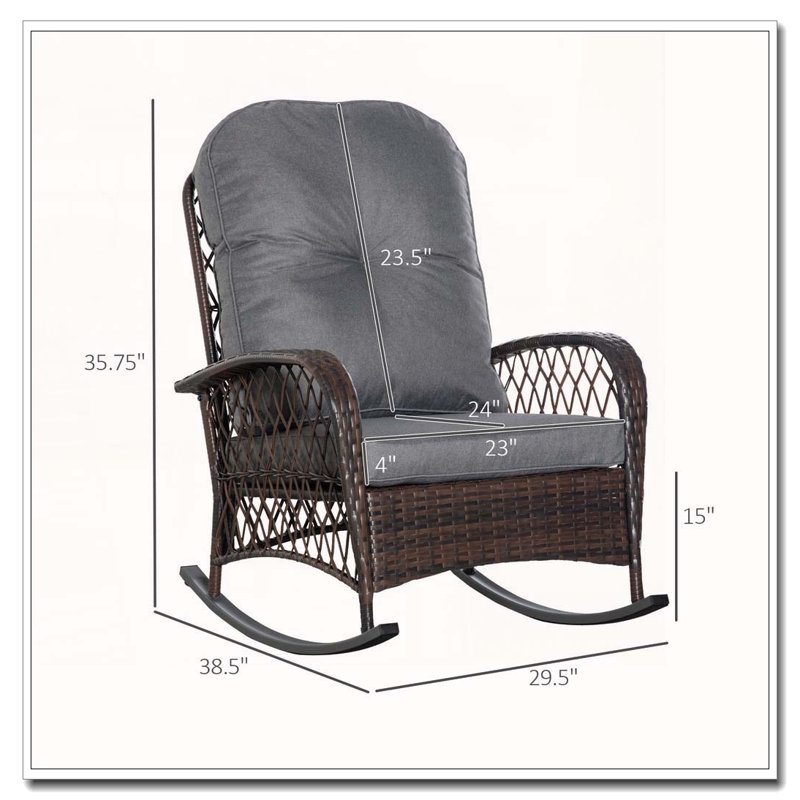 Chaise berçante en rotin avec coussin moelleux Outsunny