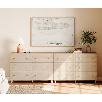Bedroom Dresser With 12 Drawers, Wood Wide Dresser Chests