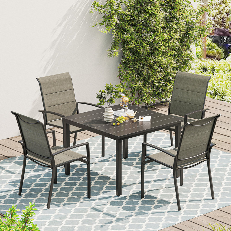 Table de salle à manger d'extérieur carrée L 37,8 po x l 37,8 po Milaan, Noir