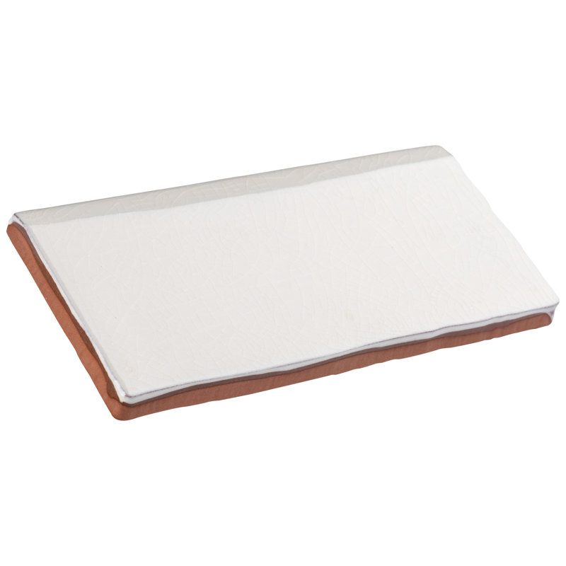 Antic Craquelle 6" x 3" Glossy Ceramic Bullnose Tile Trim in White, Gris claro