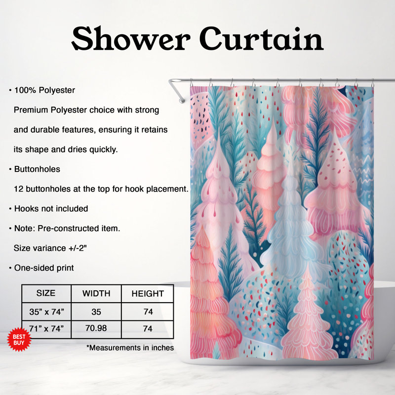 Rideau de douche Blue Flora - Premium, H 74 po x l 71 po