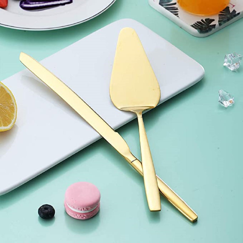 Ensemble de service à pâtisserie doré, ensemble de service à gâteau doré, couteau à gâteau et ensemble de service parfait pour mariage, anniversaire, fêtes et événements