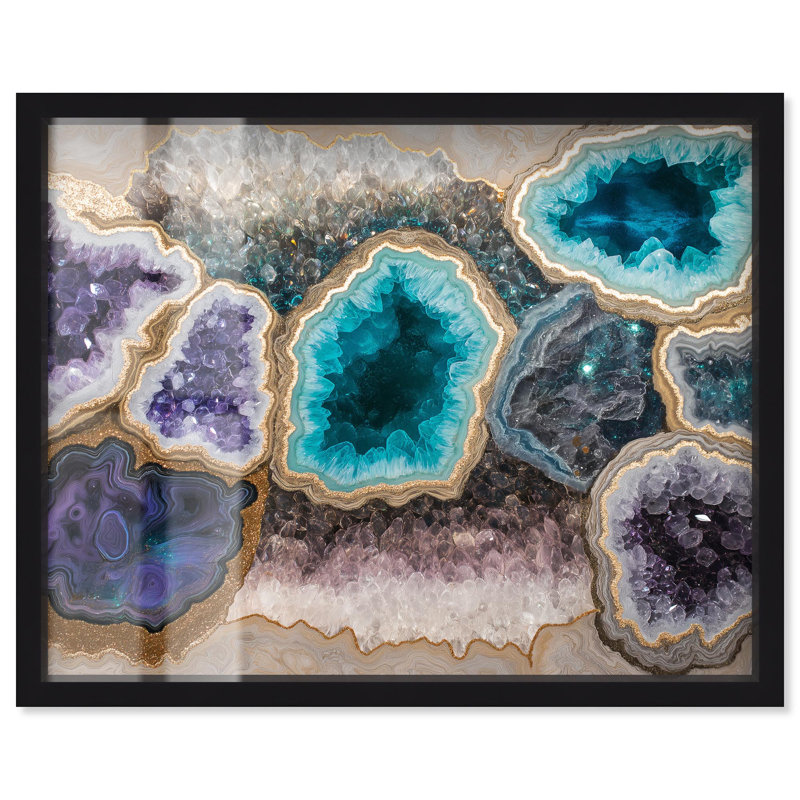 «Mineral Multiverse Shadowbox», impression de géode bleue par Art Remedy, Noir, H 17 po x l 21 po