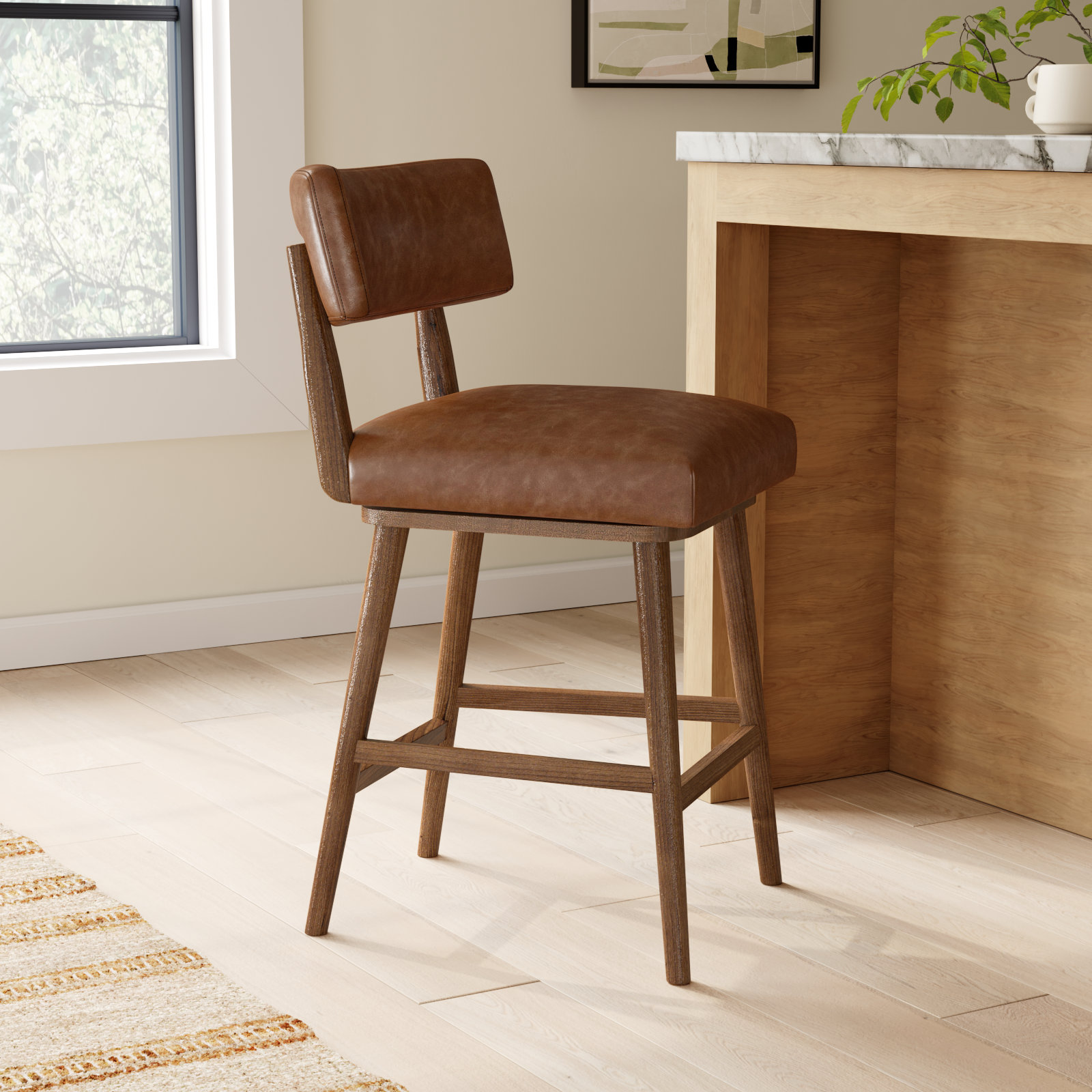 Lando Swivel Bar and Counter Stool, Counter Stool (27" Seat Height), Sonoma Chestnut 
