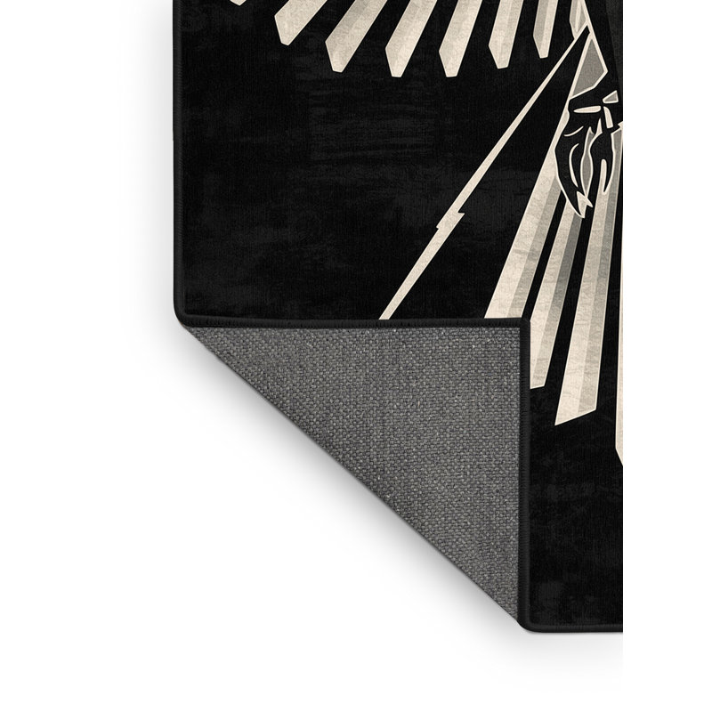 Tapis noir moelleux moelleux Art déco Starbird de Abson Thunderbird - reliure noire, 7 x 10