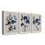 Bleu marine et feuilles de lin II - ensemble de 3 peintures sur toile encadrées-1524676201-1524676183