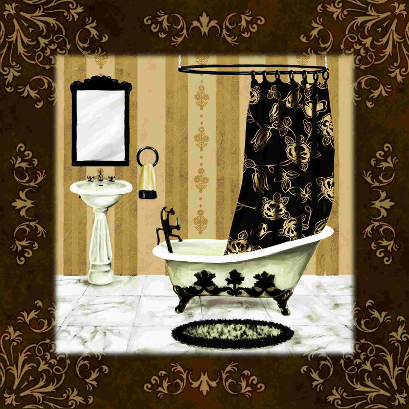 Scène de salle de bain brune, H 12 po x l 12 po