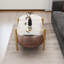 Table basse ovale en verre au design moderne, longueur 41 x largeur 21 x hauteur 17 pouces, pour le salon, structure à double couche avec fonction de rangement, verre transparent et panneau de fibres à densité moyenne-12843309