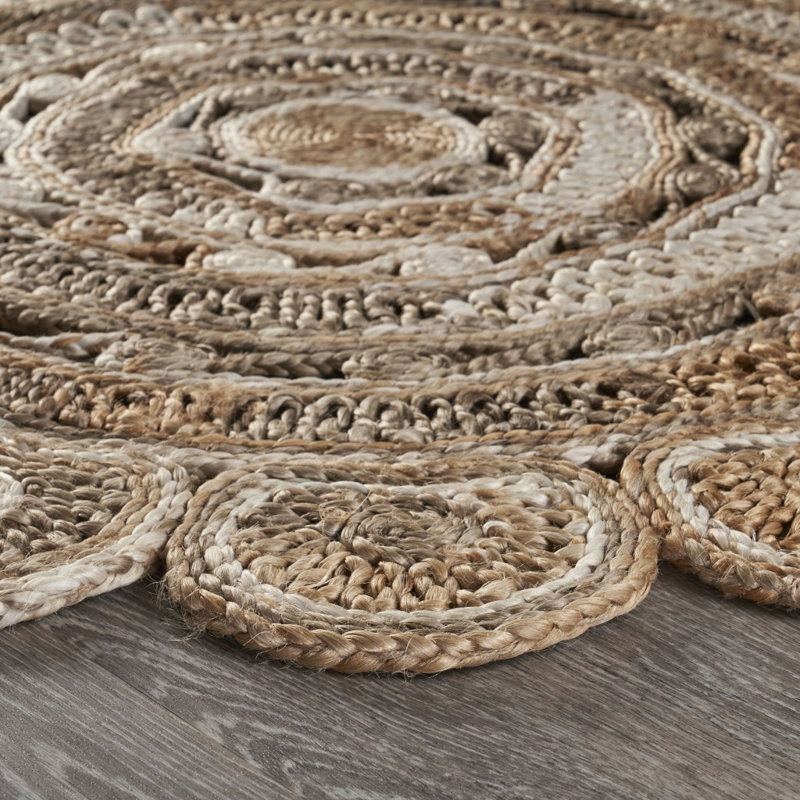 Kealan Modern Farmhouse Hand-braided Natural Fiber Jute Round Indoor Area Rug, Round 7'6"