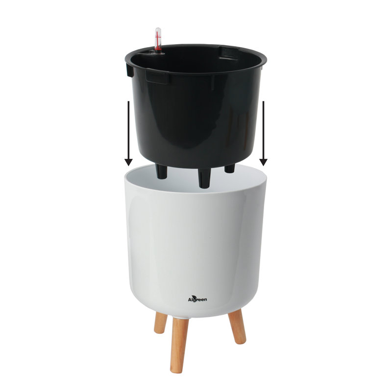 Modena Self-Watering Planter with Stand, Brown, 17.25"H x 13.4"W x 13.4"D