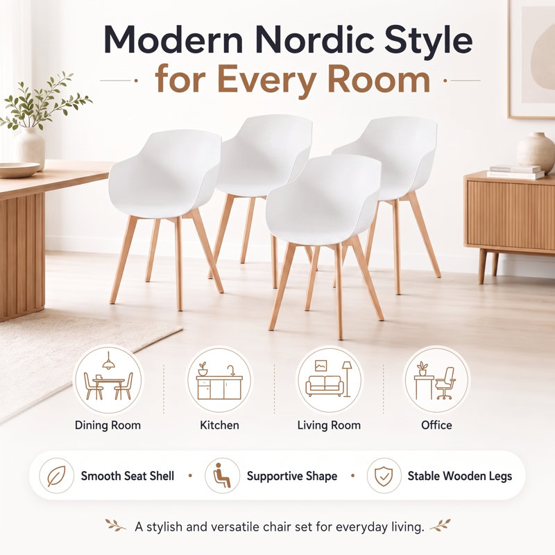 Neve Dining Room Chairs, White, 4