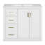 Meuble-lavabo de salle de bain en bois massif durable avec lavabo en céramique lisse, style moderne pour un rangement organisé de petite à grande taille