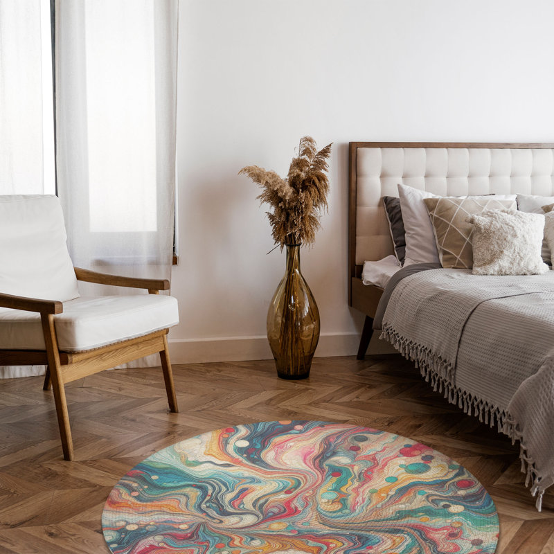 Tapis tressé Marble Flow, Rond 5 pi