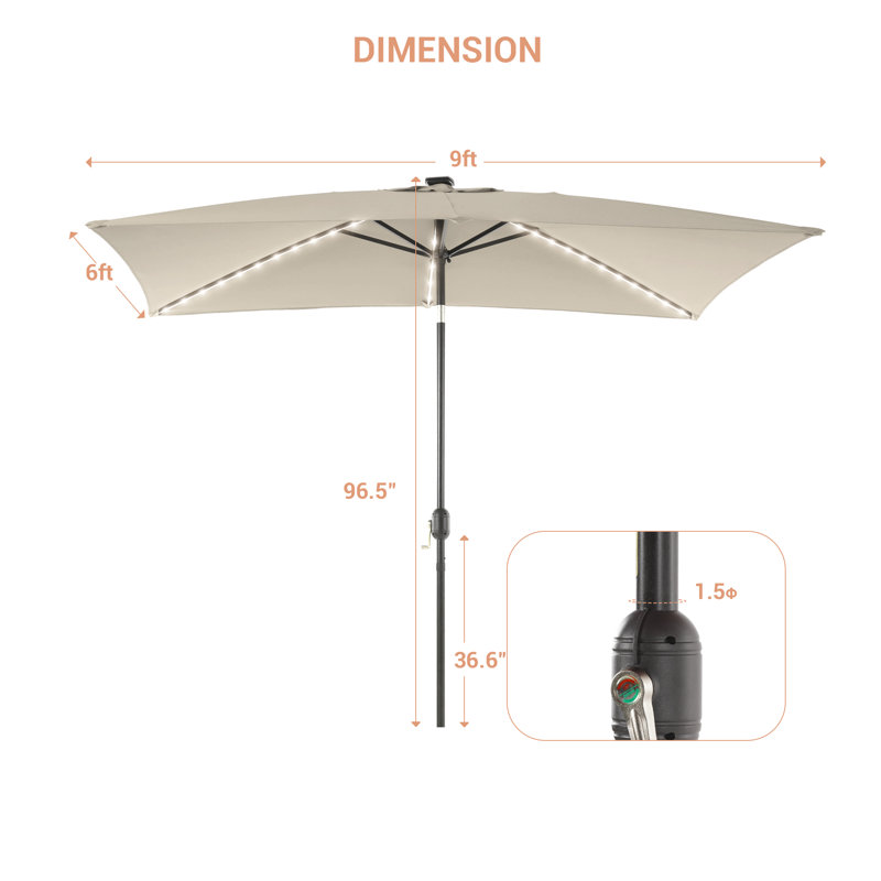 Parasol de marché rectangulaire 9 pi x 6 pi Sayaf, Beige