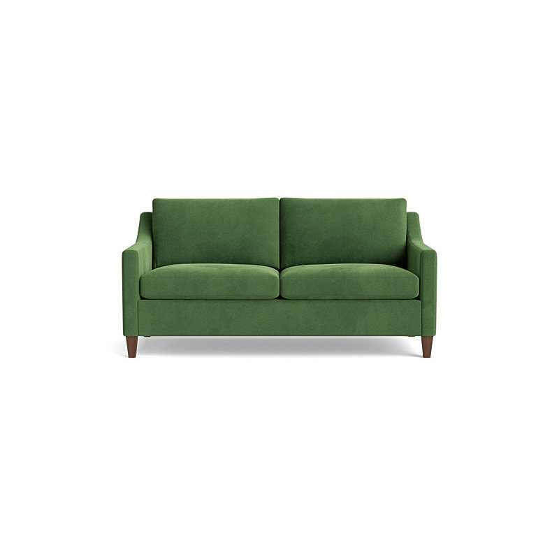 Vera Loveseat (70"), Performance Velvet - Ivy, Walnut Finish (Angled)