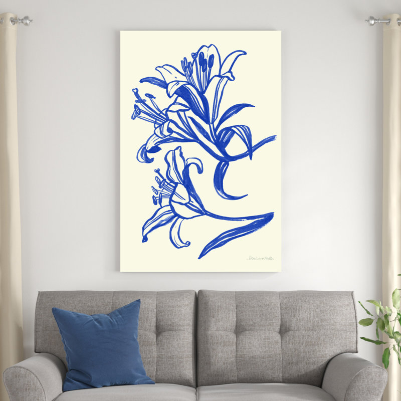Ink Lilies II - bleu, H 48 po x l 32 po