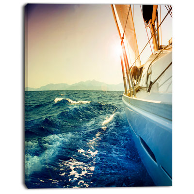 Reproduction de photo sur toile tendue, "sépia-tons yacht voyage en mer"