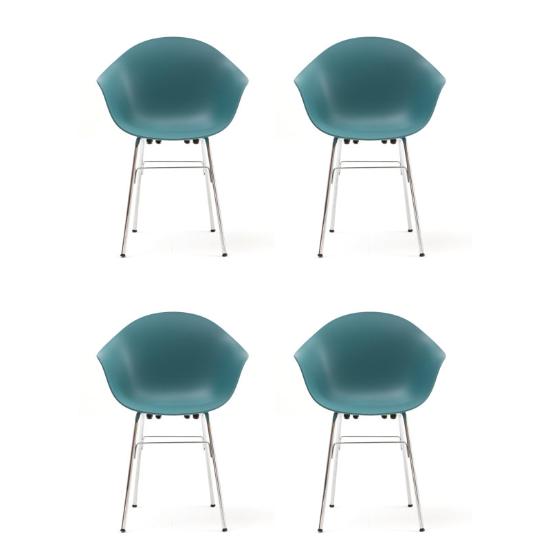 Fauteuil TA (ensemble de 4), Bleu océan / chrome