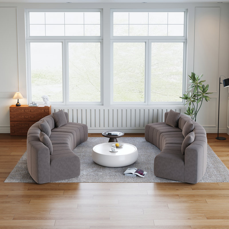 Chenille curved sectional sofa, Gray