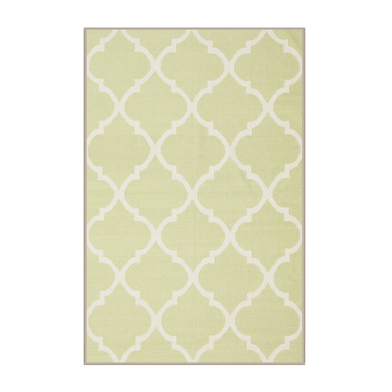 Tapis crème/zone blanche contemporaine, Rectangle 5 pi x 7 pi
