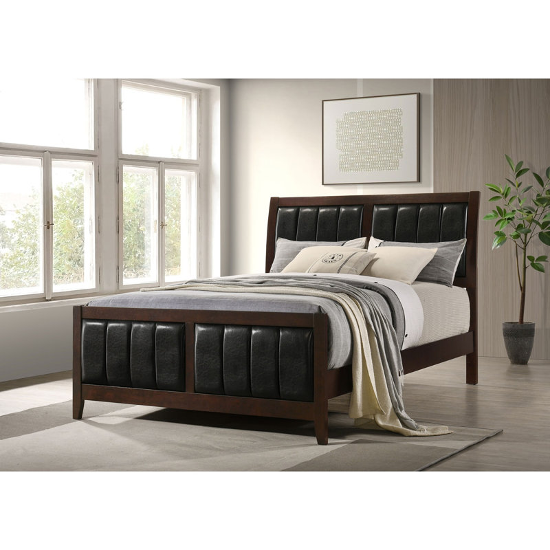 Lit tapissier Mid-Century, Queen, Brown