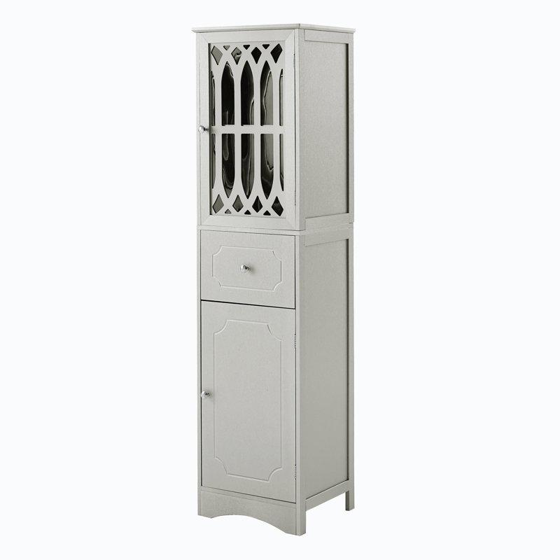 Garde-manger de 63,8 po Rindham, garde-manger, armoire de cuisine haute, armoire de rangement, gris