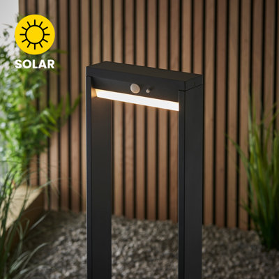 Abdifatah Black Low Voltage Solar Powered Integrated LED Metal Bollard Light