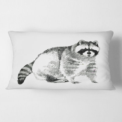 Monochrome Portrait of Raccoon Rectangular Pillow Cover & Insert