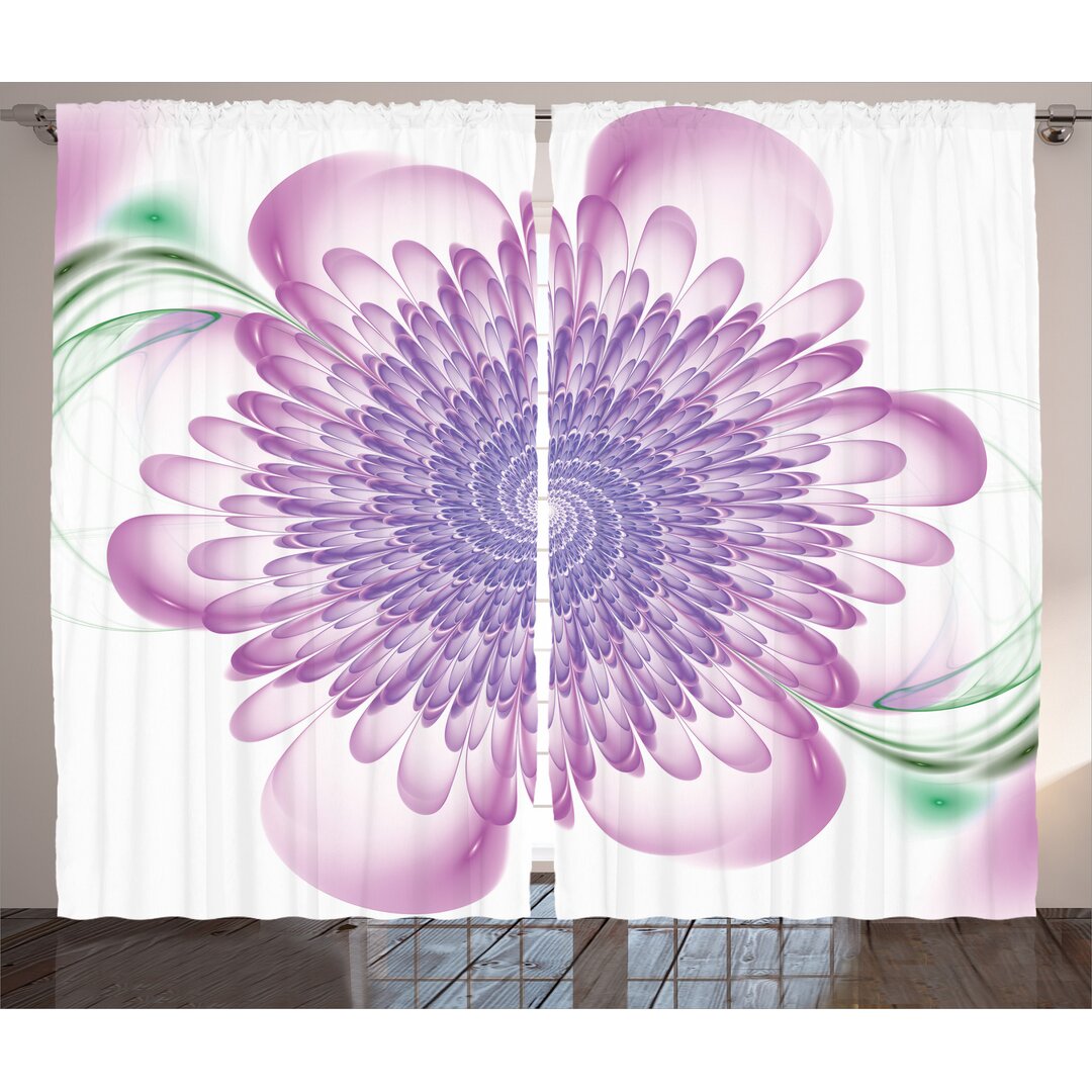 Rustikaler Vorhang, Floral Harmonic Spiralen, Blume, Violett