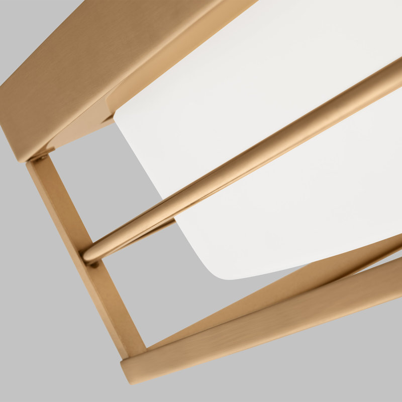Plafonnier encastré 1 lumière DEL Krista, Laiton satiné, H 4,25 po x l 12 po x P 12 po