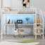 Lit mezzanine en métal avec bureau, escalier de rangement et éclairage à DEL-805288985