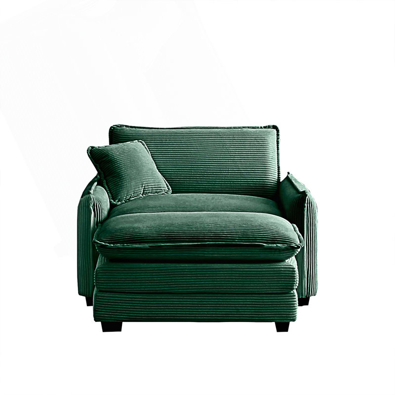 Canapé simple à assise profonde avec repose-pieds et coussin