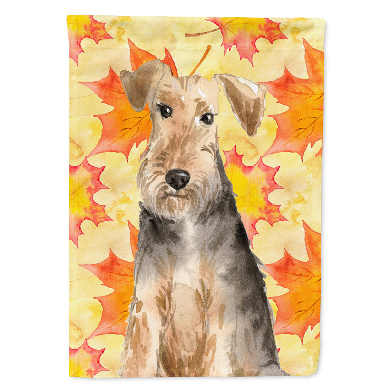 Automne 2 côtés en polyester 15 x 11 po drapeau de jardin, Terrier gallois brun