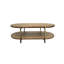 Table à cocktail en placage et en métal, finition latté, espace de rangement, brun, table de l 50,68 po x l 29,3 po x H 16,97 po, lattes, placages, caractéristiques, fonctionnalité, 52 po 29 po 17 po