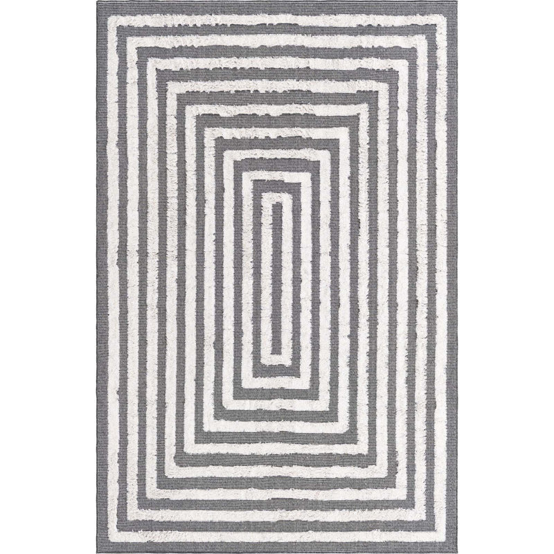 Tapis noir en coton Casa, Rectangle 5 pi 3 po x 8 pi