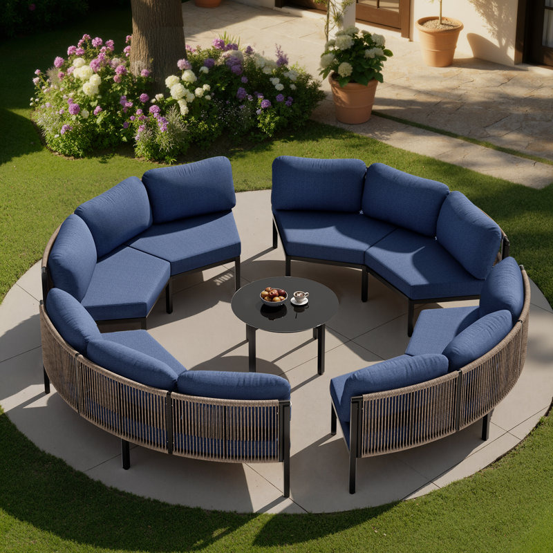 Ensemble de conversation pour patio pour 8 personnes en aluminium avec table, Sky