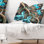Light Blue Fractal Flower - Floral Printed Throw Pillow