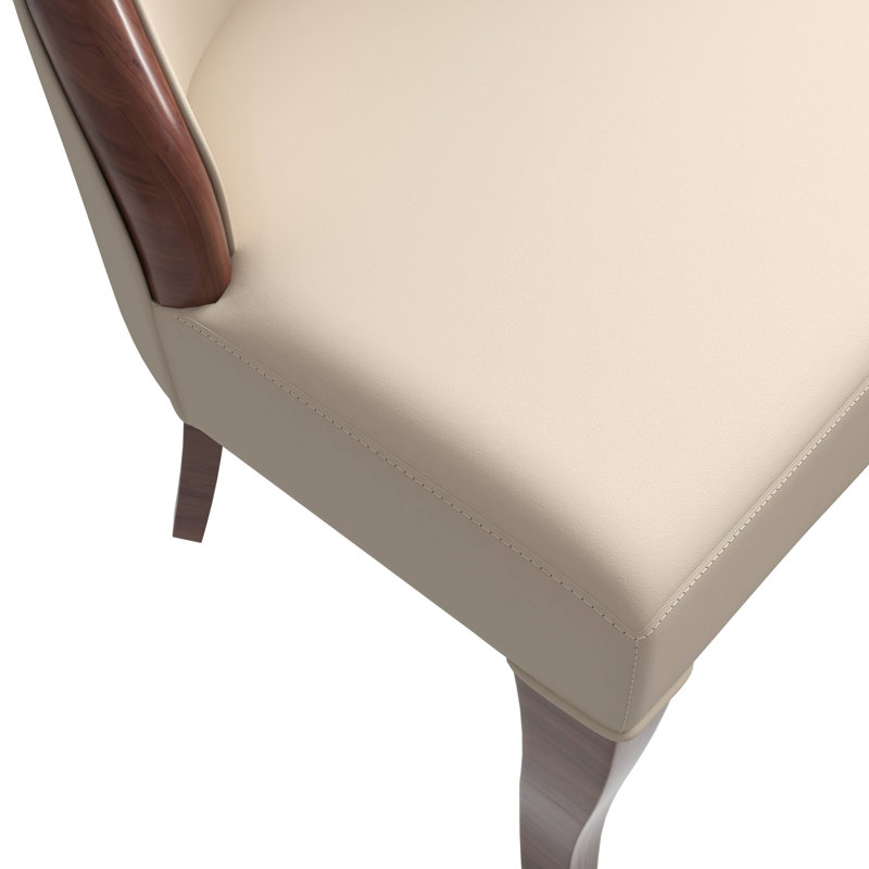 Chaise de salle à manger rembourrée Miramar avec pieds en bois d'hévéa et dossier haut Collection Miramar, Taupe clair / brun