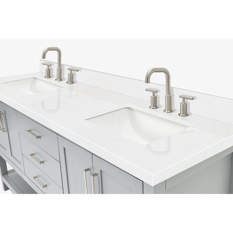 ARIEL Magnolia 72 Double Bathroom Vanity with Top, Gray, Rectangular
