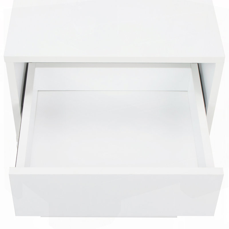 Rotatable Nightstand End Table Bedside Table Night Table 2 Drawer Dresser Wood Nightstand, White
