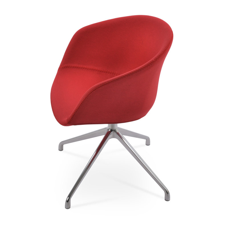 Fauteuil pivotant Tribeca Spider, Poli, Tissu Camira-Era - rouge