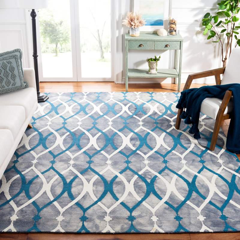 Amekia Hand Tufted Wool Geometric Rug, Rectangle 8' x 10'
