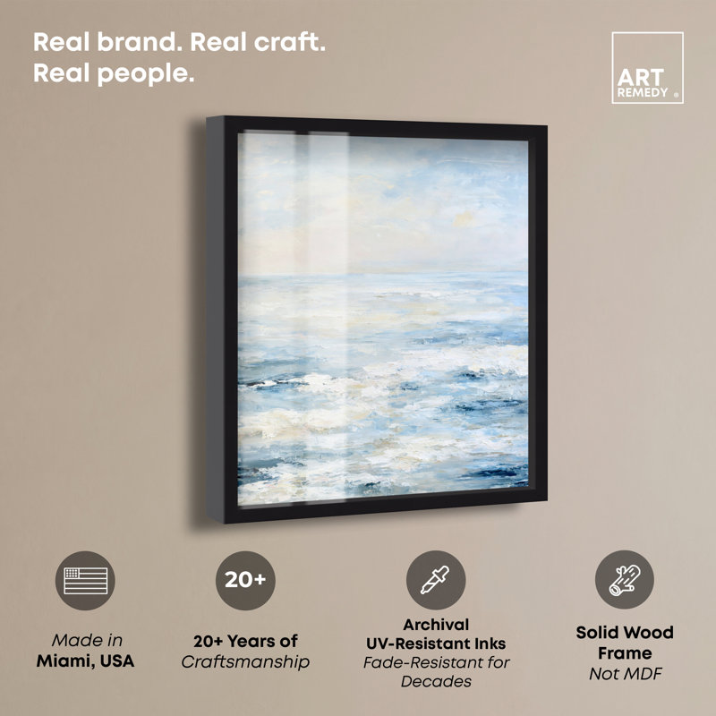 Décoration murale bord de mer Foam Crêtes IV Shadowbox, H 57 po x l 46 po, Cadre noir